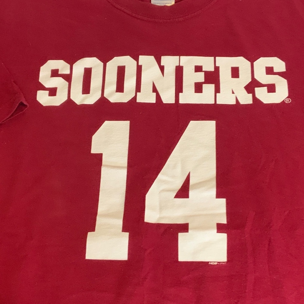 Oklahoma Sooners #14 Jerzees Maroon Heavyweight Cotton T-Shirt Size XXL - Picture 3 of 4